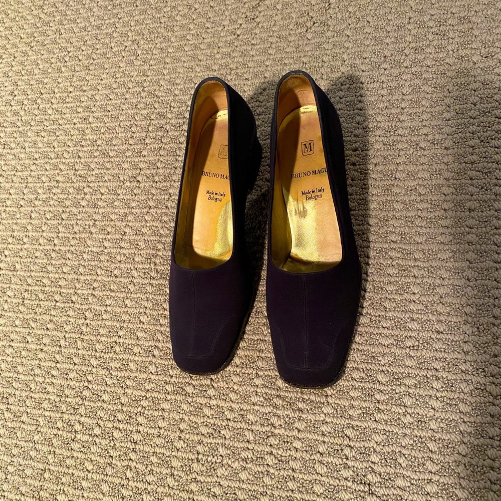 Bruno Magli Dark Navy Fabric Pumps